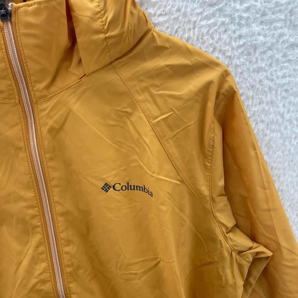 Columbia Rain Jacket Womens XL Yellow Switchback iii Waterproof Outdoor Hike